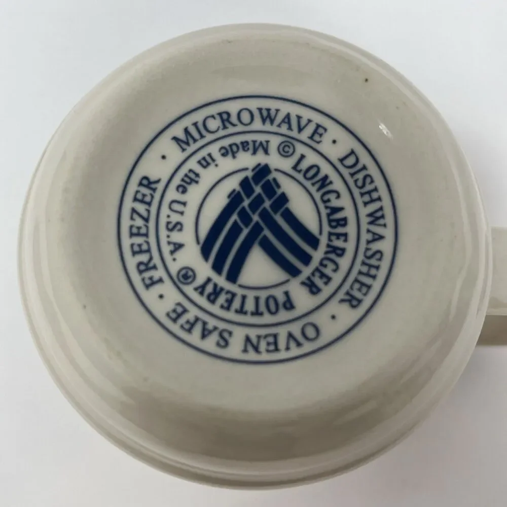 10-Oz Long Serger Pottery Woven Traditions Blue Coffee Mug Tea Cup Made In USA